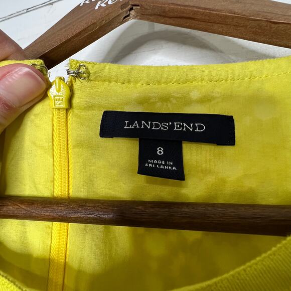 Lands' End Floral Yellow Lace Dress Size 8 - Picture 5 of 9